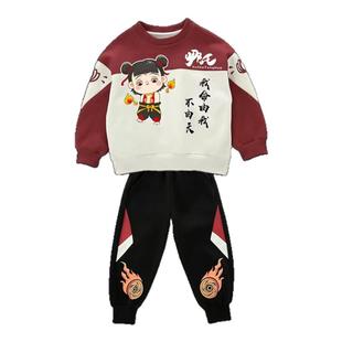 女童春装套装2025新款儿童洋气时髦哪吒卫衣套装女宝宝春秋两件套