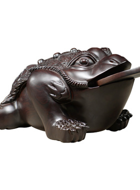 刺史黑檀木雕三足蟾蜍金蟾摆件