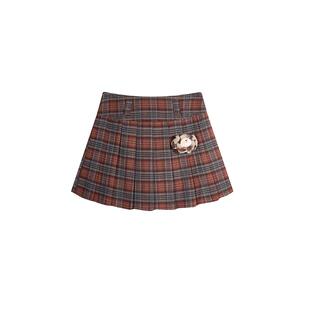 【商场同款】LALABOBO24年半裙秋冬原创女新款原创潮百褶格子裙子