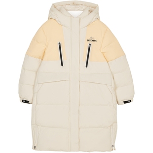 Skechers斯凯奇童装连帽保暖羽绒服男女童冬季新款梭织长款外套