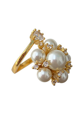 奥米迪奥珍珠花开口戒欧美