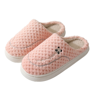 灯芯绒棉拖鞋厚底女包跟冬季保暖月子鞋家用情侣男居家防滑毛毛鞋