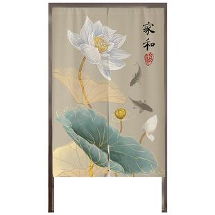 中式门帘免打孔隔断帘厨房卧室茶室遮挡帘房间分隔布帘磁吸帘子