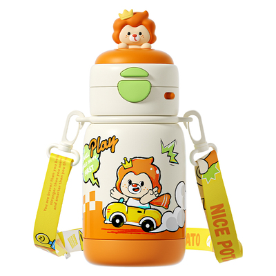 公仔吸管弹盖保温水杯