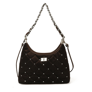 小香风菱格链条托特包包女2026新款时尚丝绒单肩斜挎包百搭腋下包