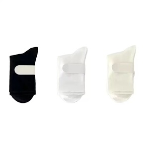纯色袜夏秋款无骨月子袜中筒袜学生百搭袜防臭女袜纯色堆堆袜