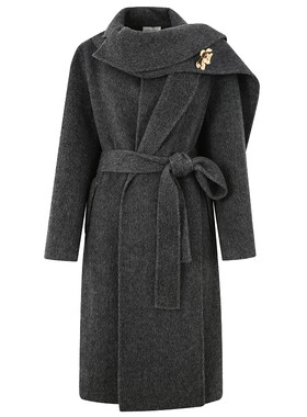 【明星同款】DIANA VEVINA秋冬新款羊毛围巾高级感毛呢大衣长外套