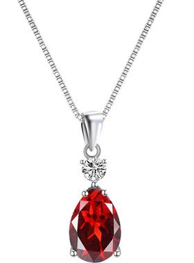 红石榴石纯银项链女紫水晶首饰