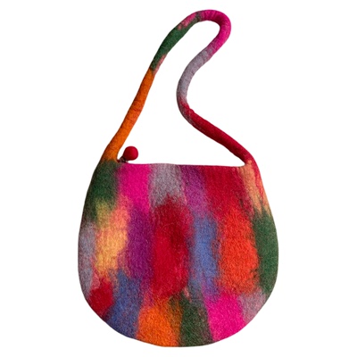 尼泊尔羊毛毡扎染彩虹色单肩包