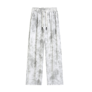 扎染灯芯绒裤子男款冬季加绒加厚宽松休闲长裤青少年直筒阔腿卫裤