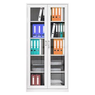 通玻文件柜玻璃门办公室带锁储物柜铁皮书柜资料档案柜财务凭证柜