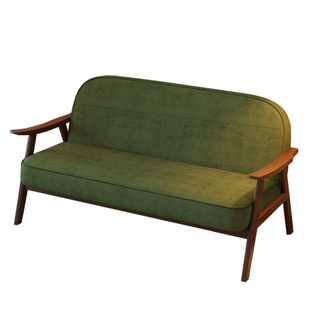 复古风双人布艺实木沙发小户型客厅卧室小沙发公寓民宿小空间沙发