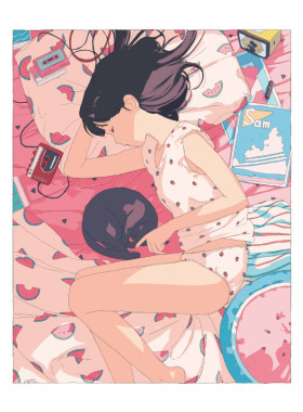 高清日本唯美少女插画 人物壁纸画 绘画手绘插图风格 电子图素材
