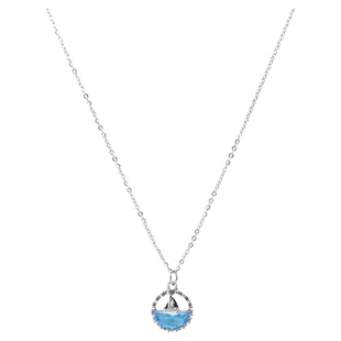 圆牌海洋帆船项链设计感锁骨链女小众高级感2025新款潮钛钢吊坠新