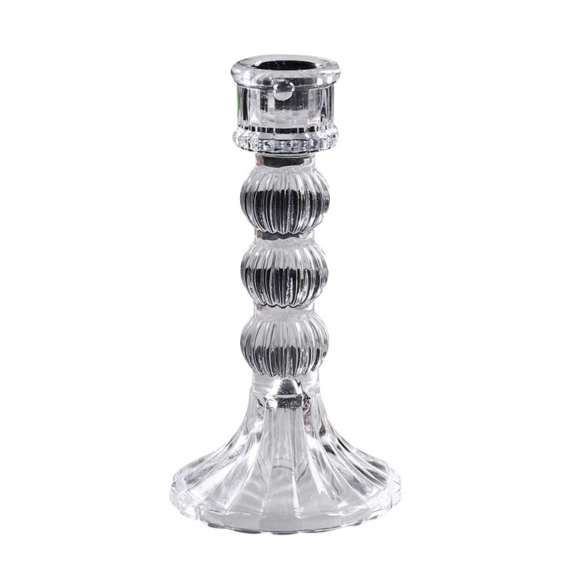 欧式高脚水晶玻璃小烛台摆件家用香薰蜡烛台底座烛光晚餐摄影道具