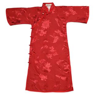 朝奈全开襟真丝包边儿童旗袍女秋季民国风民国装女童夏女宝红色