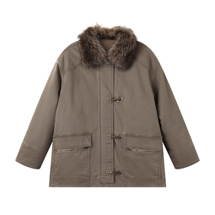 THESOONG/貂裘暖意 90白鹅绒秋冬锁温毛领羽绒服外套女8214