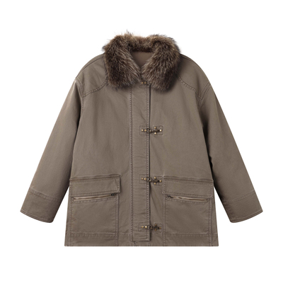 美洲貉90白鹅绒毛领羽绒服