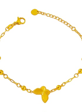 不掉色新中式金色蝴蝶手链