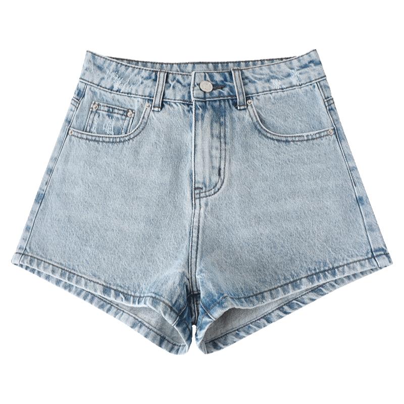 牛仔短裤女夏季高腰阔腿a字薄款