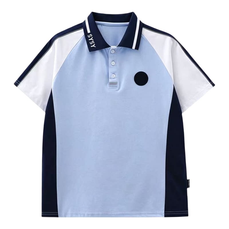 沈阳中学生夏季天蓝短袖校服T恤
