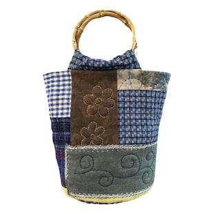 指间鲁绣土布手工diy竹节手挽包老粗布套染布先染布收纳创意包包