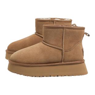 F21厚底牛皮雪地靴女2026新款冬季加绒加厚保暖靴子防滑防水棉鞋