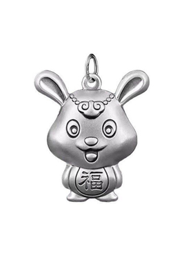 复古925银萌兔本命年项链