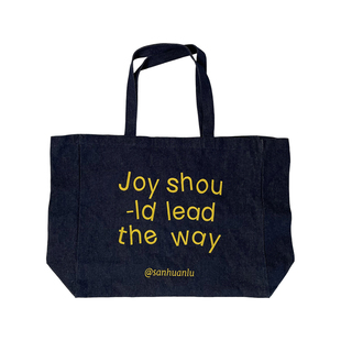 三环路原创黄色字母水洗牛仔包休闲通勤大容量单肩斜挎托特包美式