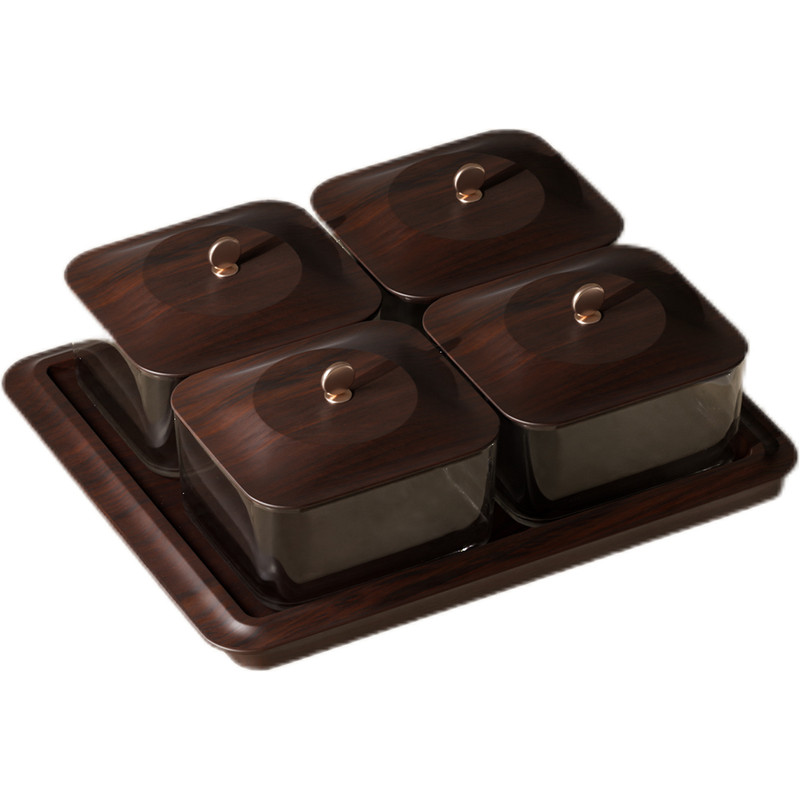 金牌新年干果盘客厅茶几家用透明带盖糖果盒高颜值密封防潮收纳盒