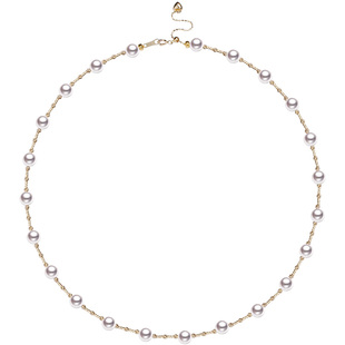 GiO珠宝 18K金Akoya海水珍珠满天星项链女爆闪金珠锁骨链颈饰气质