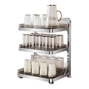 不锈钢水杯收纳架多层家用多功能厨房置物架台面水壶茶壶茶具架子