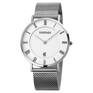 时尚男士经典单日历两针石英表男表学生韩版潮流防水手表罗马刻度