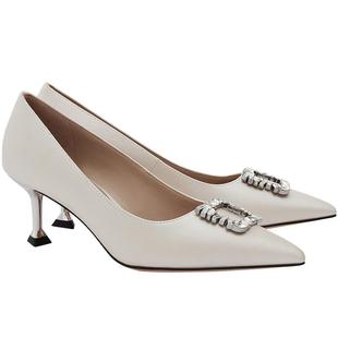 CHARLES&KEITH秋冬女鞋SL1-60580031女士半宝石尖头高跟单鞋婚鞋