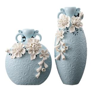 欧式高档陶瓷花瓶客厅家居玄关餐边柜酒柜装饰品插花新家摆件礼物