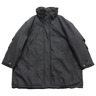 立领中长款仿牛仔棉服外套