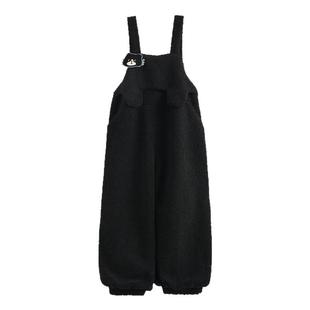 森女部落黑色小猫刺绣背带裤女2025新款宽松甜美百搭显瘦休闲裤秋