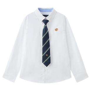eland kids衣恋童装男童衬衫2025年秋季新品学院风长袖演出服领带