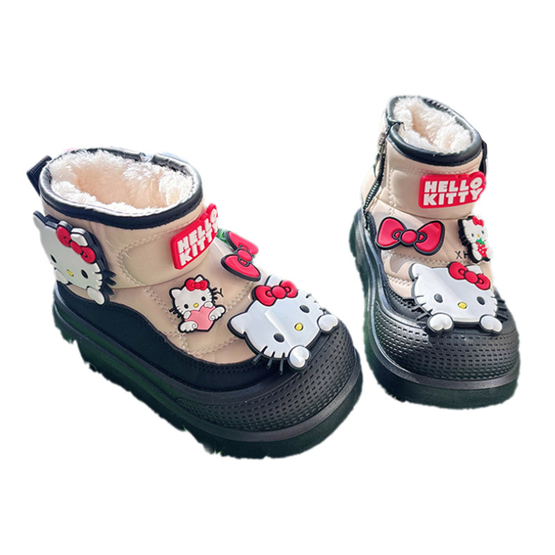 女童防滑卡通雪地靴冬季平跟加厚