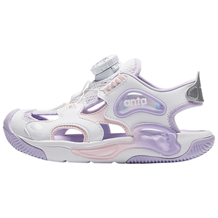 安踏儿童水母包头运动凉鞋26夏款小童女童纽扣防滑女孩溯溪沙滩鞋