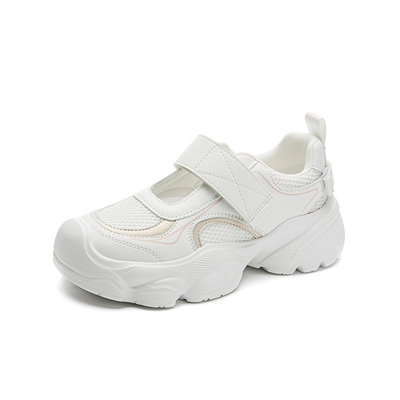 老爹鞋时尚休闲平底高跟魔术贴