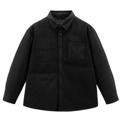 太平鸟男装 新中式轻薄羽绒服男冬季黑色衬衫保暖外套