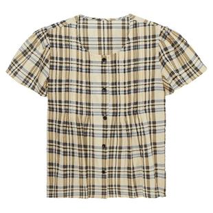 古木夕设计感飞飞袖别致减龄衬衫女夏季格子宽松时尚小众衬衣