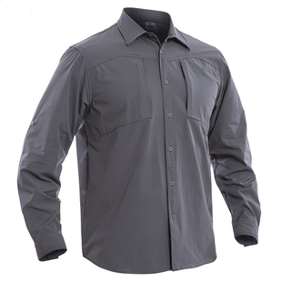 户外军迷徒步登山旅行铺路鹰速干透气长袖衬衫暗口袋格子快干外套