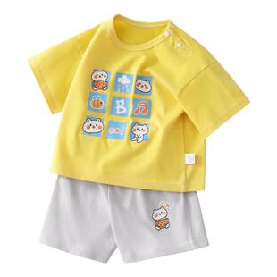 宝宝夏季套装薄款男童夏装女童短袖纯棉婴儿衣服幼儿夏日儿童可爱