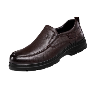 骆驼男鞋2025秋季新款牛皮套脚中年爸爸鞋增高经典商务休闲皮鞋男