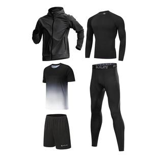 运动休闲套装男士加绒保暖保温秋冬款跑步服透气速干修身四季可穿