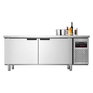 乐创不锈钢冷藏工作台商用冰箱冷冻双门保鲜柜水吧厨房操作台冰柜