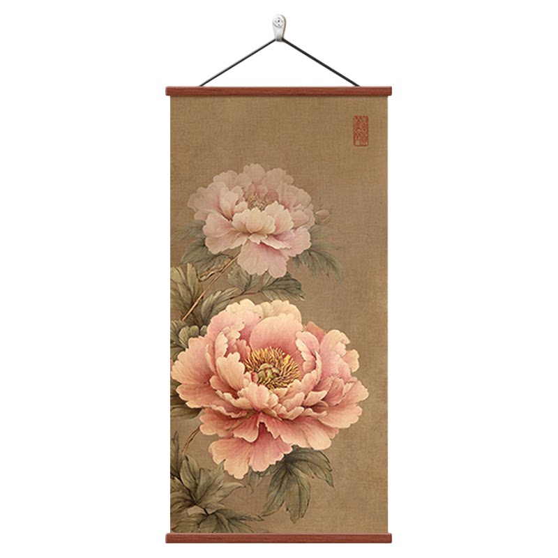 牡丹花挂画新中式玄关装饰画