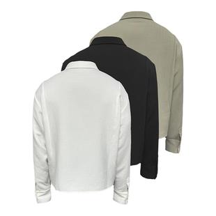 JCAESAR SHARP SHIRT 尖领衬衫 竖条纹褶皱肌理面料 优雅活页门襟